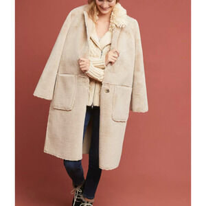 Ett Twa by Anthropologie Beige Long Snowdrift Reversible Coat Size Large